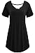Meaneor Women's Cross Back Basic Short Sleeve Comfy Loose Fit Long Tunic Top