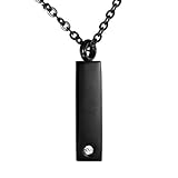 VALYRIA Rectangle Charm Urn Pendant Necklace Stainless Steel Black Memorial Ash Keepsake?