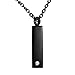 Valyria Rectangle Charm Urn Pendant Necklace Stainless Steel Black Memorial Ash Keepsake?