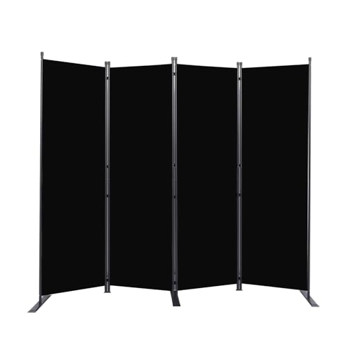 4Panel Room Dividers Screens, Portable Folding Wall Privacy Separation, Freestanding Partition Separator Screen for Home Dorm Studio Office Bedroom, 220 * 44 * 178Cm Black