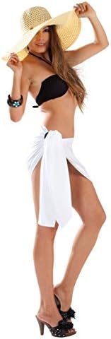 Womens Fringeless(TM) Solid Mini/Half Swimsuit Cover-Up Sarong
