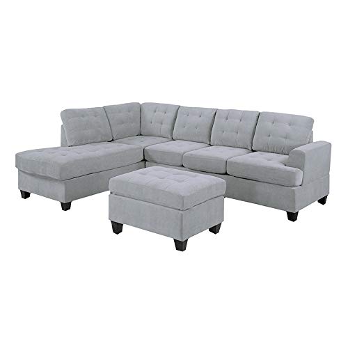 Casa Andrea Milano Modern 3 Piece Modern Reversible Sectional Sofa