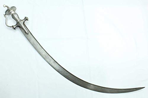 Rajasthan Gems Sword UNA Damascus Steel Blade Silver Wire Work Handle with Sheath 37.5'