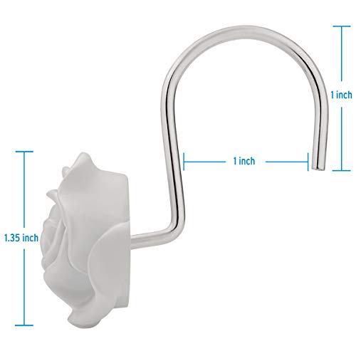 image for Amazer Shower Curtain Hooks Rings, Metal Decorative Resin Hooks Shower
