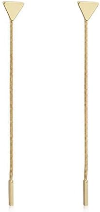 Ellepigy Triangle Tassel Threader Earrings Long Chain Geometric Dangle Drop Ear Cuff Ear Line (Gold)