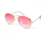Aviator Style Unisex Sunglasses - Pink Lens - UV400 Protection | Designer Unisex Shades