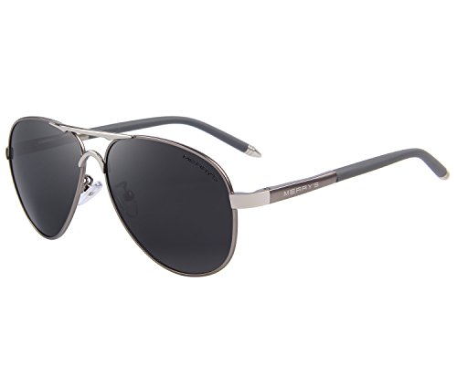 MERRY'S Men's Polarized Driving Sunglasses For Men Unbreakable Frame UV400 S8513 (Gray, 61)