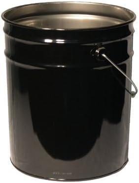 Unlined Open Head Steel Pail, 5 Gallon, 10.9 in Cap, Black (20 Pack)
