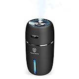 Epoch Making USB Car Humidifier, 200 Milliliter Mini Portable Humidifiers Air Purifier with 7 Colors LED Night Light, Quiet Operation, Adjustable Mist Modes for Travel Home Baby Office Car (Black)