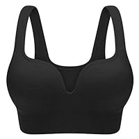 Kaimu Women Casual Comfort Solid Crop Top Stretch Running Sport Yoga Bra Sports Bras Black