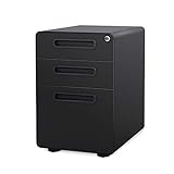 DEVAISE 3 Drawer Metal Mobile File Cabinet with Lock, Legal/Letter Size