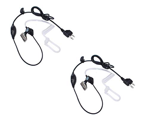Arama Covert Acoustic Tube Radio Earpiece Transparent Security Headsets with PTT/VOX for Midland 2 Way Radio 2 Pack (B201VL02)