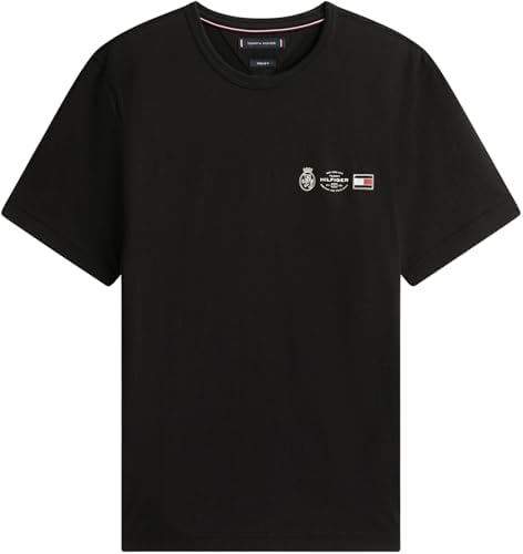 T-Shirt Manches Courtes Homme Small Crest Outline avec Col Ras-du-Cou, Noir (Black), S