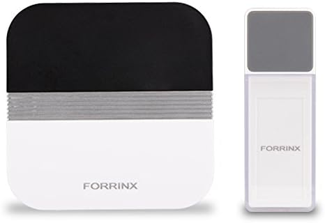 FORRINX Portable Wireless Doorbell Kit with IP44 Waterproof Transmitter and with 52Chimes Fireproof Receiver, No Batteries Required for Receiver,Remote Operating Over 900 Feet in Open Air