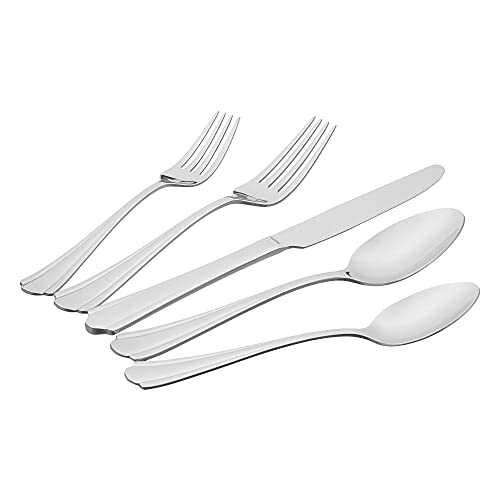 Amazon Basics 20Piece Stainless Steel Flatware Set with Scalloped Edge