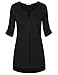 Messic Women's 3/4 Cuffed Sleeve Shirt Casual V Neck Pleated Flowy Henley Tunic Tops (43#Black, XX-Large)