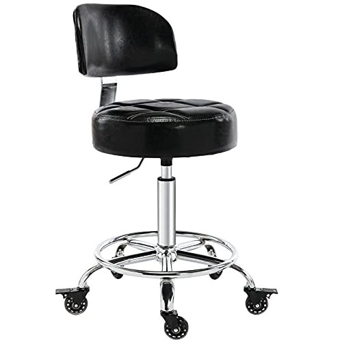 CoVibrant Lockable Stool with Back Ergonomic Rolling Hydraulic