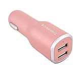 Tranesca Dual USB Car Charger (Compatible with) for iPhone X 8 7 6S 6 Plus, 5 SE 5S 5 5C, Samsung Galaxy S9 S8 S7 S6 Edge, Note 8 4, LG G6 G5 V10, HTC,Nexus 5 X 6P,Pixel,iPad Pro and More- Rose Gold