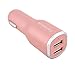 Tranesca Dual USB Car Charger (Compatible with) for iPhone X 8 7 6S 6 Plus, 5 SE 5S 5 5C, Samsung Galaxy S9 S8 S7 S6 Edge, Note 8 4, LG G6 G5 V10, HTC,Nexus 5 X 6P,Pixel,iPad Pro and More- Rose Gold