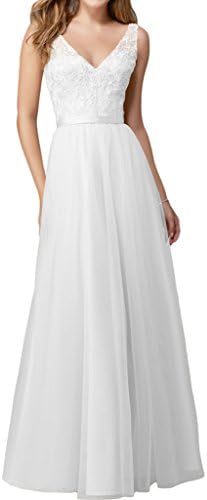 Audrey Bride V-Neck Bridesmaid Dresses Evening Gowns Long for Woman-4-White