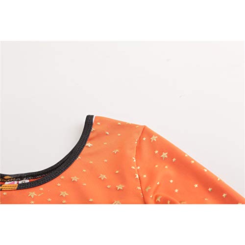 Ukyzddio Dance Loetards for Girls Long Sleeve Sparkle Stars Athletic Gymnastic Leotards Unitards Outfit Orange Size 12