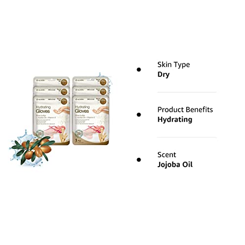 Epielle Hydrating Hand Masks (Gloves 6pk) for Dry Hands Spa Masks Hand