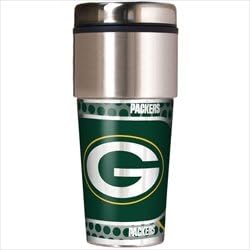Green Bay Packers 16 oz Travel Tumbler with Metallic Wrap