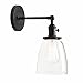 PERMO Industrial Vintage Single Sconce with Oval Cone Clear Glass Shade 1-Light Wall Sconce Wall Lamp (Black)