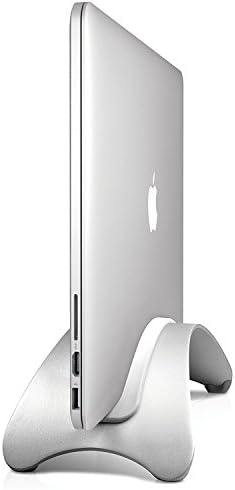 KrBn Silver Macbook &amp; Macbook Pro Space-saving Vertical stand with Modern design | With Adapter for all size of Macbook