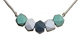 Designer Baby Teething Necklace for Mom, BPA Free 100 % Organic Silicone Is Safe and Non Toxic,Ease Teething Pain Fast, TeetherToy, Fun Baby Shower Gift, Nursing Necklace ( Mint White Gray)