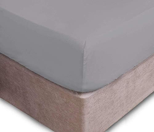 NI Luxury Bedding Non Iron Percale Standard Fitted Sheets 9''/23CM 16 Colors (Double 23CM, Light Grey)