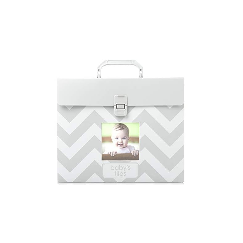 Tiny Ideas Baby File Keeper Organizer, Gray Chevron, Newborn Baby Document Organizer, Durable File Folder