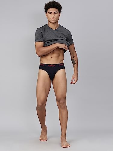Levi's Men's Cotton Brief (Pack of 2) (PR81476_Lt. Grey Melange, Navy_Medium_Multicolour_M) 4