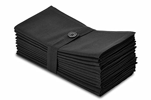 COTTON CRAFT- Dinner Napkins, 12 Pack Oversized Dinner Napkins 20x20 Black, 100% Cotton, Tailored with Mitered corners and a generous hem, Napkins are 38% larger than standard size napkins