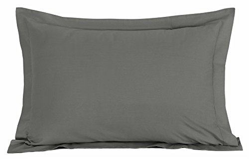 Nimsay Home Oxford Pillow Case Pair Cotton Blend Luxurious Hotel Style Contemporary Plain Dyed Solid Multi Modern Colours Fastness Pack of 2 PolyCotton Pillow Shams - 19” x 29”, Slate