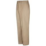 Red Kap Men's Plain Front Cotton Pant, Khaki, 46x34