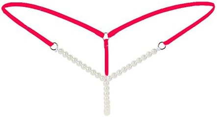FineCase Womens Sexy Pearl Massage G String Open Crotch Lingerie (Red)