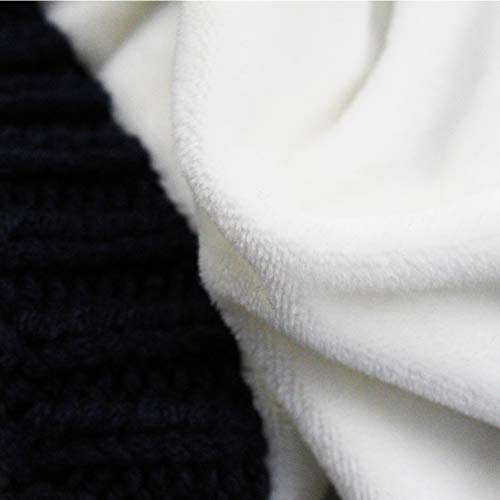 Baby Beanie Earflaps Hat - Infant Toddler Girls Boys Soft Warm Knit Hat Kids Winter Hat with Fleece Lining (White,L) - Thumbnail 5