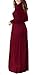DEARCASE Maxi Dress for Women Burgundy Small Crewneck Long Sleeves Wedding Guest A-line Plain Casual Empire Waist Flowy Party Vintage Spring Fall Winter Floor Dresses with Pocket