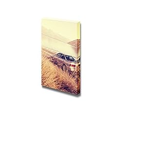 Canvas Prints Wall Art - Car on The Road with Lake and Mountain Beyond It | Modern Wall Decor/Home Decoration Stretched Gallery Canvas Wrap Giclee Print. Ready to Hang - 12" x 18"