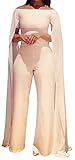 Chuanqi Women's Sexy Off-shoulder Bodycon Wide Leg White Jumpsuit Romper