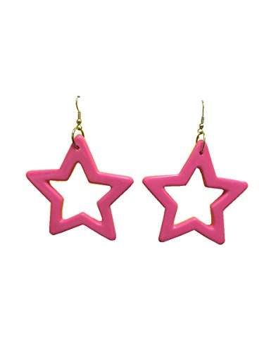 80's Star Earrings Hot Pink