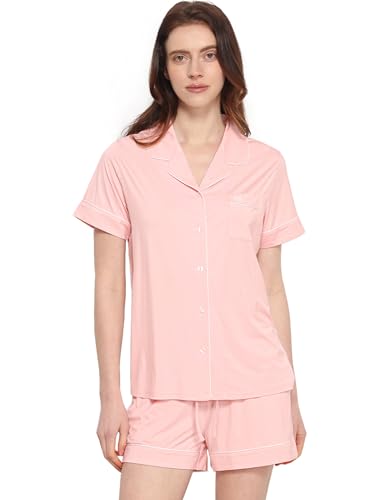 GYS Bamboo Viscose Button Down Pajamas for Women, Pink, X-Large at Amazon