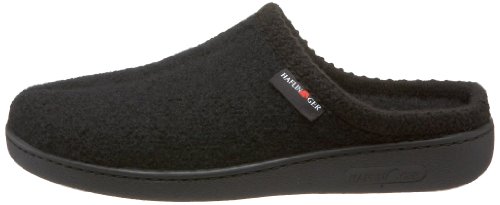 HAFLINGER Unisex AT Wool Hard Sole Slippers, Black, 40EU