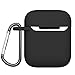 Earphone Accessories for Airpods Case with Keychain Soft Protective Silicone Cover Skin for Apple Airpods 1&2 (Black-C)