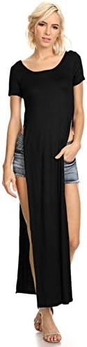 Women's Tshirt Double Deep Side Split Slit Maxi Dress