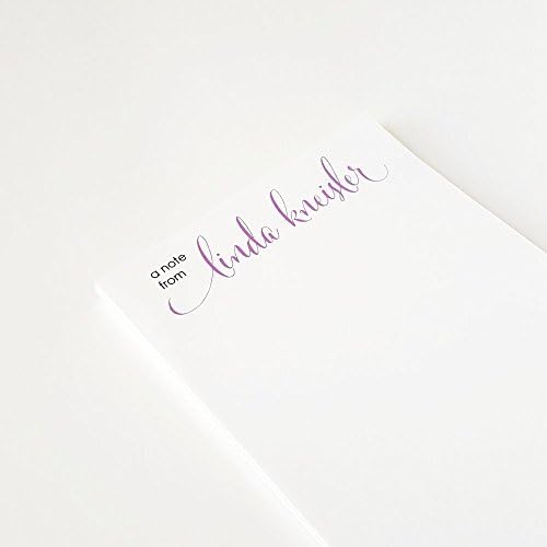 Personalized Notepads with Script Lettering, Letter Writing Paper, size 5.5 in x 8.5 in, 50 sheets per pad 26 color options.