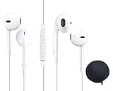 AY Cellular Wired earbuds earphones High Fidelity Sound Bass Work Out Sweat Proof Phones with Microphone for All Phones and Tablets with 3.5 mm Plug, White