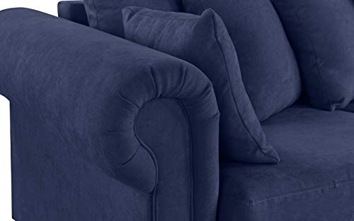 Modern Large Microfiber Sectional Sofa, L-Shape Couch with Extra Wide Chaise Lounge (Navy)