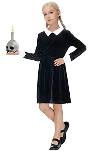 Girls Halloween Costumes Peter Pan Black Velvet Dresses Long